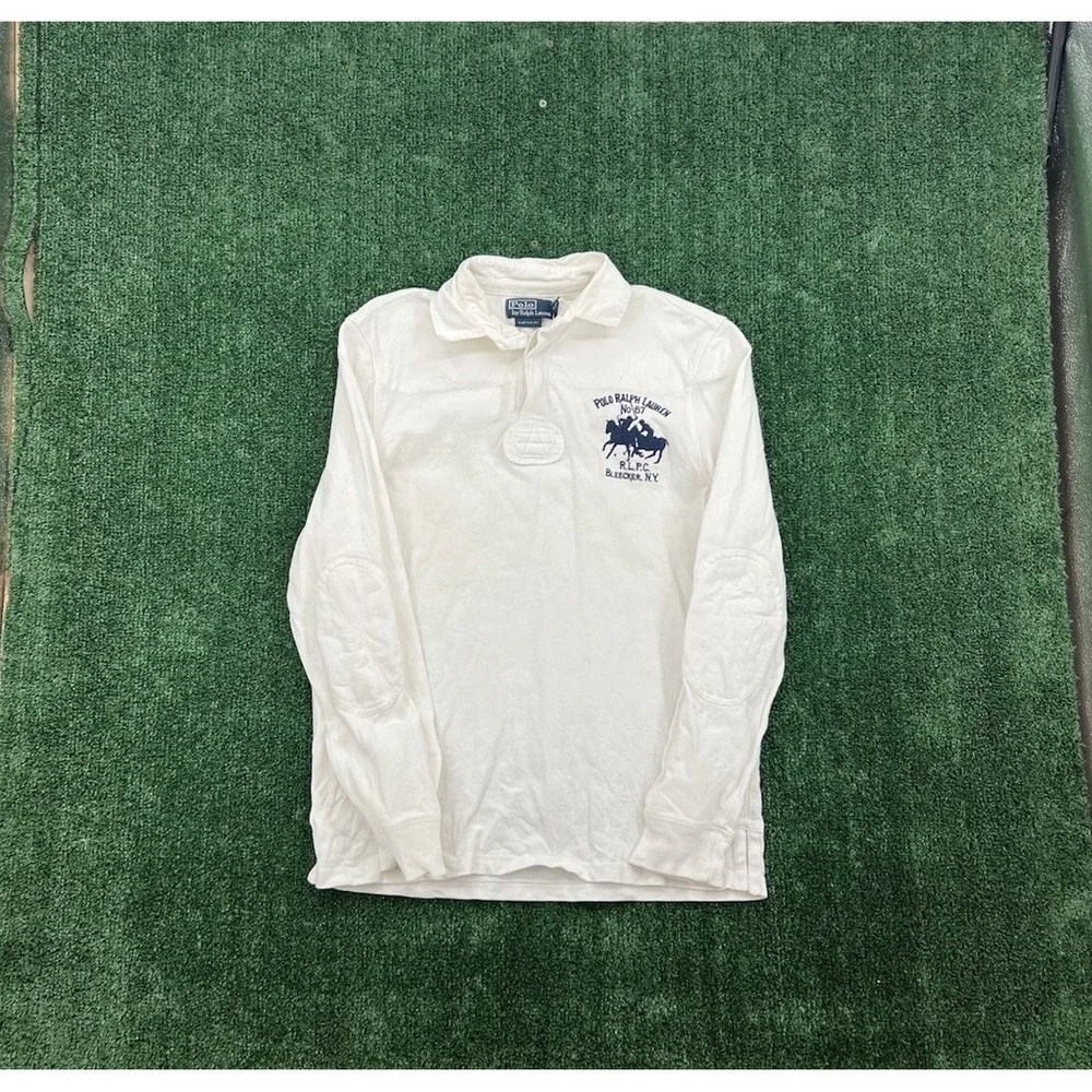 Polo Ralph Lauren Long Sleeve Shirt M White Vintage 1967 Dual Match Big Logo